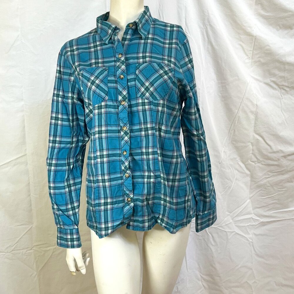 LLBean Women's Flannel Button Down Turquoise, Small Regular